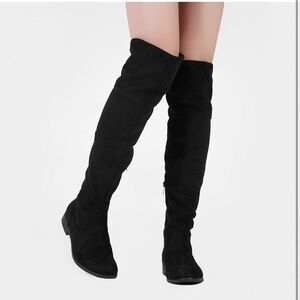 Dream Pairs Hi Flat Black Over The Knee Stretchy Thigh High Boots